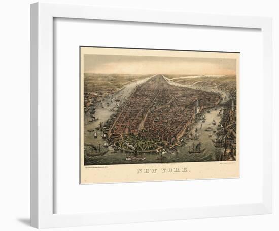 1873, New York City, 1873, Bird's Eye View, New York, United States-null-Framed Giclee Print