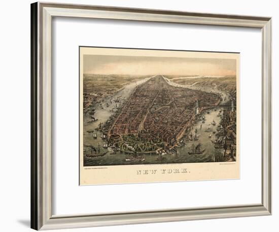 1873, New York City, 1873, Bird's Eye View, New York, United States-null-Framed Giclee Print