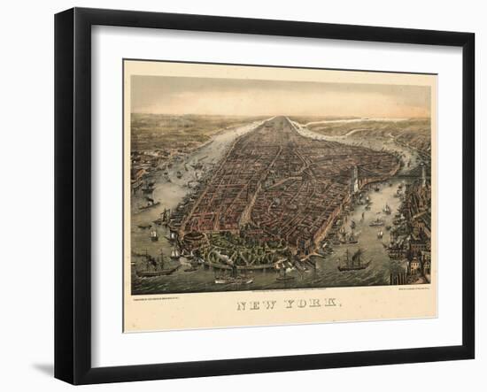 1873, New York City, 1873, Bird's Eye View, New York, United States-null-Framed Giclee Print