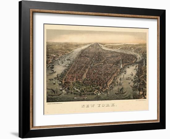 1873, New York City, 1873, Bird's Eye View, New York, United States-null-Framed Giclee Print