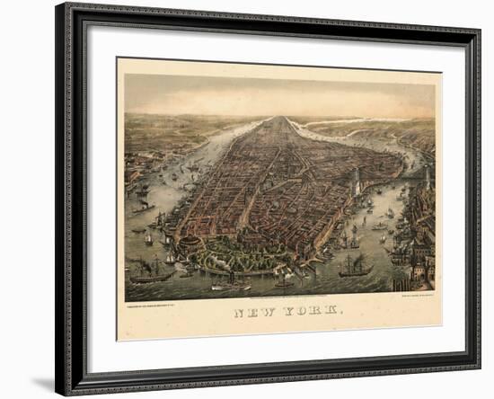 1873, New York City, 1873, Bird's Eye View, New York, United States--Framed Giclee Print