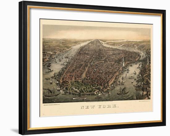 1873, New York City, 1873, Bird's Eye View, New York, United States--Framed Giclee Print