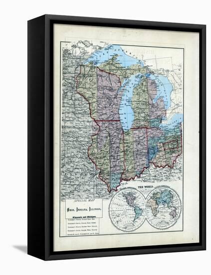 1873, Ohio, Indiana, Illinois, Wisconsin, Michigan, USA-null-Framed Premier Image Canvas