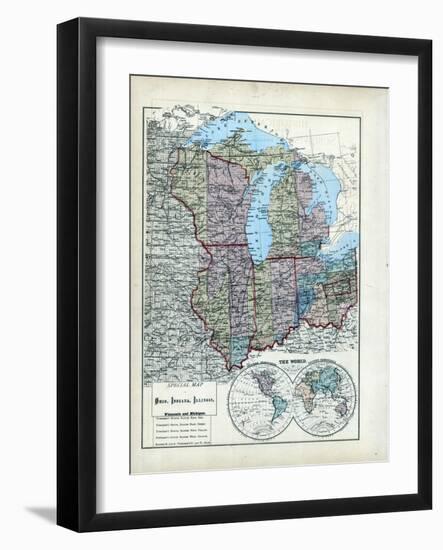 1873, Ohio, Indiana, Illinois, Wisconsin, Michigan, USA-null-Framed Giclee Print