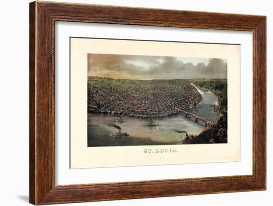 1873, Saint Louis 1873c Bird's Eye View, Missouri, United States-null-Framed Giclee Print