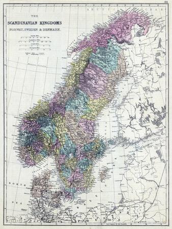 1873, Scandinavian Kingdoms, Norway, Sweden, Denmark' Giclee