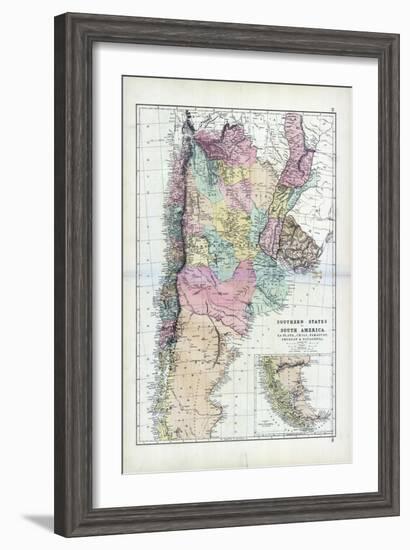 1873, South America, La Plata, Chili, Paraguay, Uruguay, Patagonia-null-Framed Giclee Print