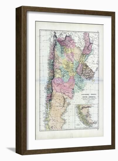 1873, South America, La Plata, Chili, Paraguay, Uruguay, Patagonia-null-Framed Giclee Print