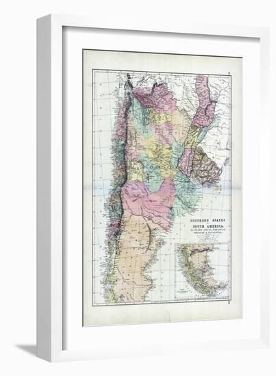 1873, South America, La Plata, Chili, Paraguay, Uruguay, Patagonia-null-Framed Giclee Print