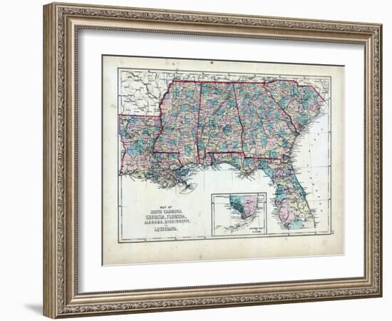 1873, South Carolina, Georgia, Florida, Alabama, Mississippi, Louisiana, USA-null-Framed Giclee Print