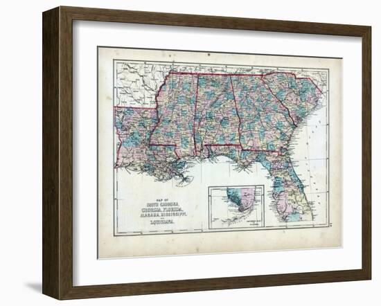 1873, South Carolina, Georgia, Florida, Alabama, Mississippi, Louisiana, USA-null-Framed Giclee Print