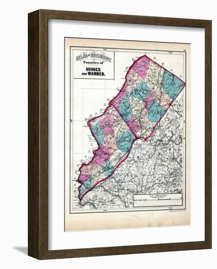 1873, Sussex and Warren Counties Map,New Jersey, United States-null-Framed Giclee Print