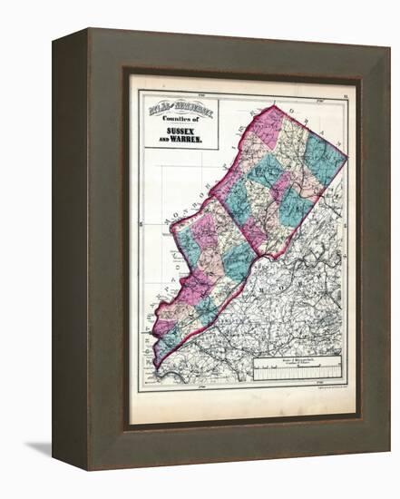 1873, Sussex and Warren Counties Map,New Jersey, United States-null-Framed Premier Image Canvas