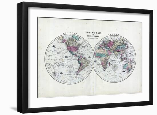 1873, The World in Hemispheres--Framed Giclee Print