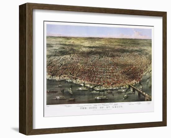 1874 City Of St. Louis By Currier and Ives-Vintage Lavoie-Framed Giclee Print