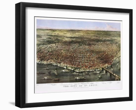 1874 City Of St. Louis By Currier and Ives-Vintage Lavoie-Framed Giclee Print