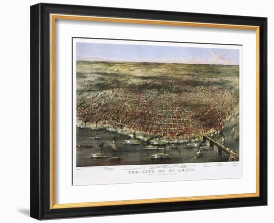 1874 City Of St. Louis By Currier and Ives-Vintage Lavoie-Framed Giclee Print