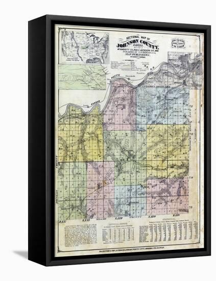 1874, Johnson County Sectional Map, Kansas, United States-null-Framed Premier Image Canvas