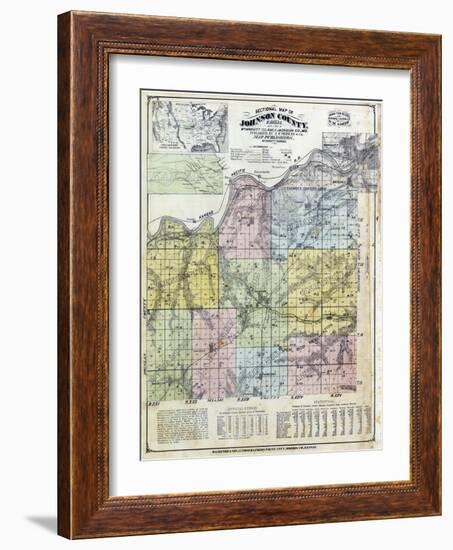 1874, Johnson County Sectional Map, Kansas, United States-null-Framed Giclee Print