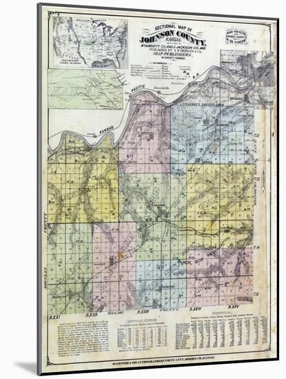 1874, Johnson County Sectional Map, Kansas, United States-null-Mounted Giclee Print