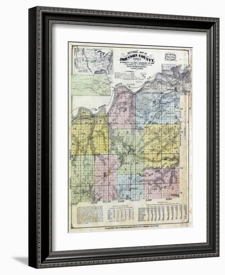 1874, Johnson County Sectional Map, Kansas, United States-null-Framed Giclee Print