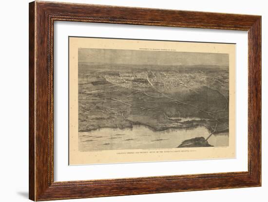 1874, Saratoga Springs 1874 Bird's Eye View, New York, United States-null-Framed Giclee Print