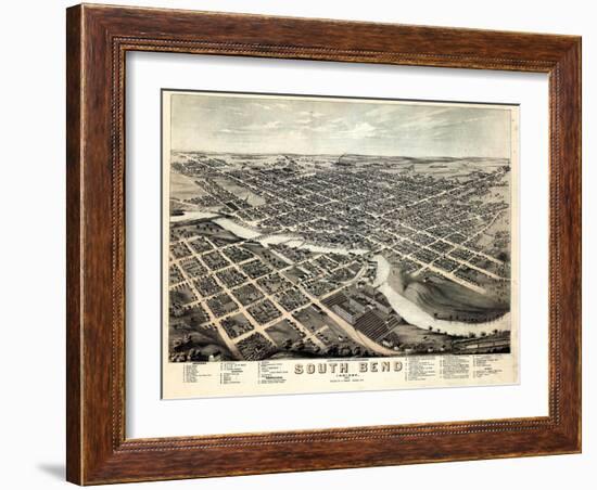 1874, South Bend Bird's Eye View, Indiana, United States-null-Framed Giclee Print