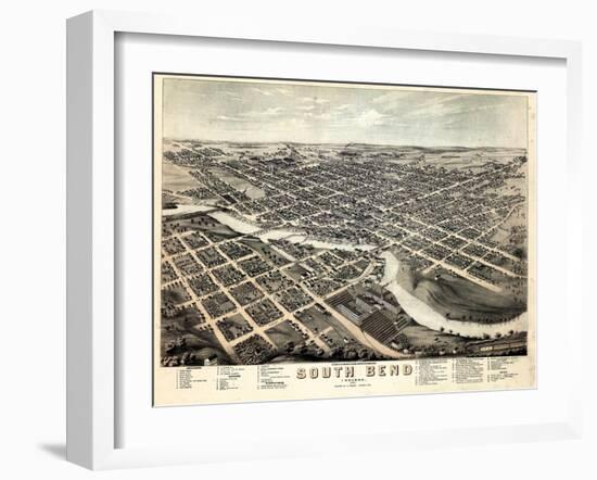 1874, South Bend Bird's Eye View, Indiana, United States-null-Framed Giclee Print