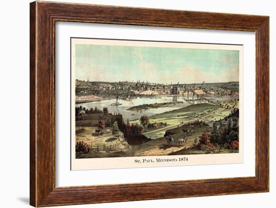 1874, St. Paul 1874 Bird's Eye View, Minnesota, United States-null-Framed Giclee Print