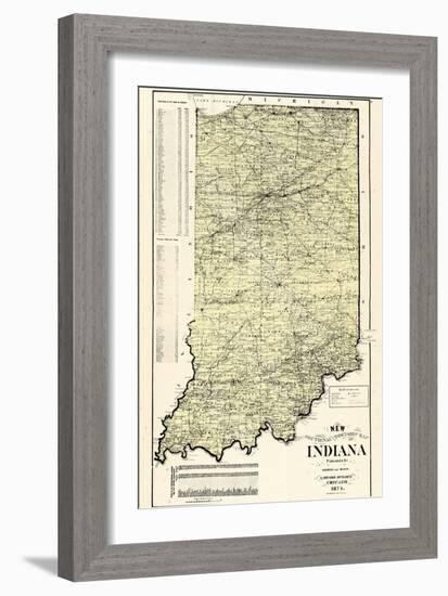 1874, State Map, Indiana, United States-null-Framed Giclee Print