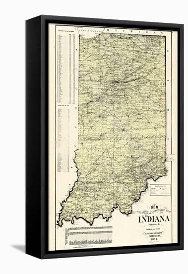 1874, State Map, Indiana, United States-null-Framed Premier Image Canvas
