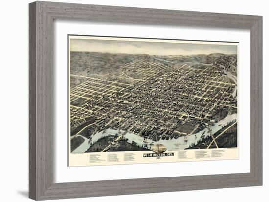 1874, Wilmington Bird's Eye View, Delaware, United States-null-Framed Giclee Print