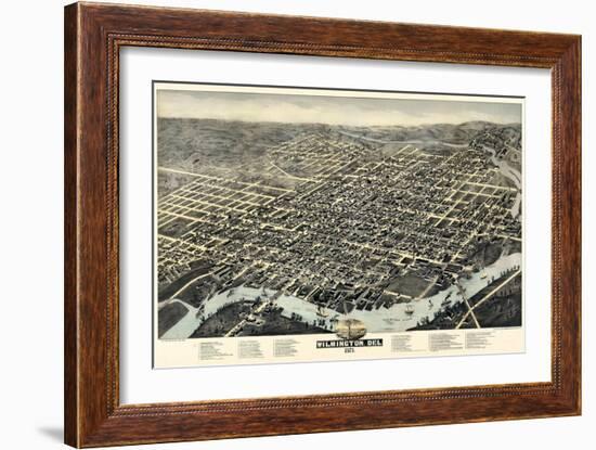 1874, Wilmington Bird's Eye View, Delaware, United States-null-Framed Giclee Print