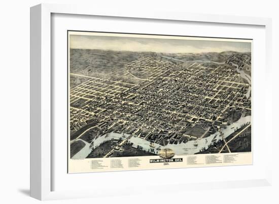 1874, Wilmington Bird's Eye View, Delaware, United States-null-Framed Giclee Print