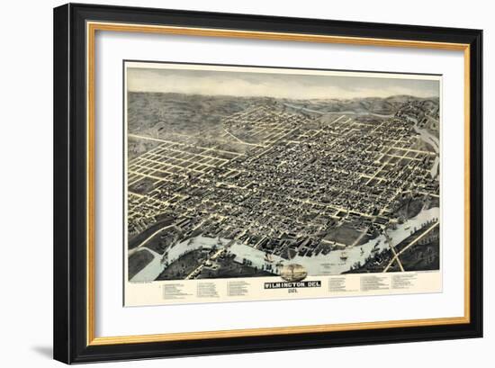 1874, Wilmington Bird's Eye View, Delaware, United States-null-Framed Giclee Print