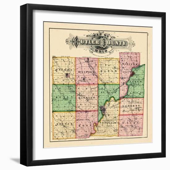 1875, Butler County Map, Ohio, United States-null-Framed Giclee Print