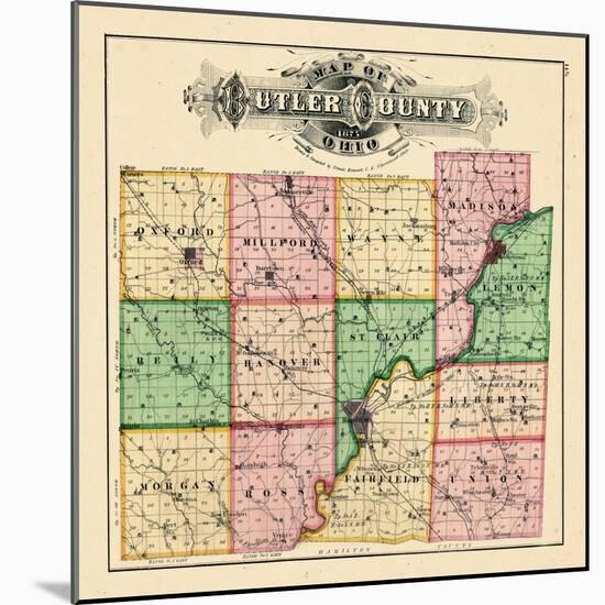 1875, Butler County Map, Ohio, United States-null-Mounted Giclee Print