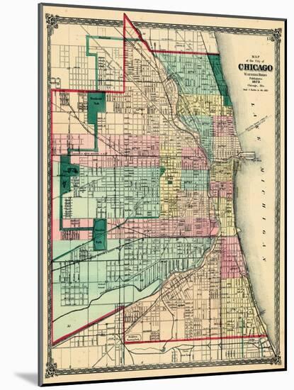 1875, Chicago City Map, Illinois, United States-null-Mounted Giclee Print