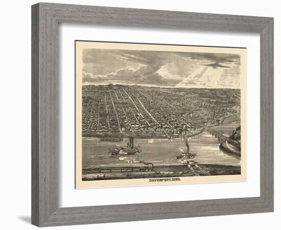 1875, Davenport Bird's Eye View, Iowa, United States-null-Framed Giclee Print