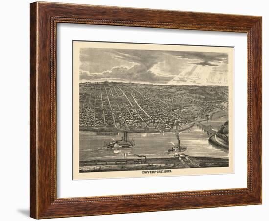 1875, Davenport Bird's Eye View, Iowa, United States-null-Framed Giclee Print