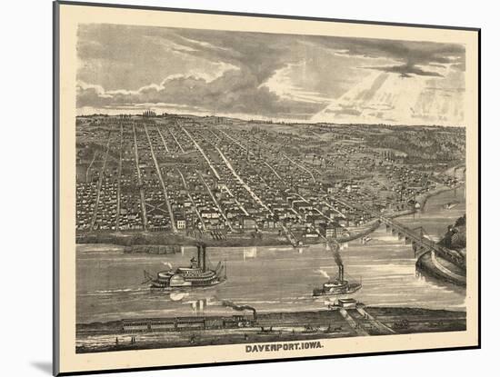 1875, Davenport Bird's Eye View, Iowa, United States-null-Mounted Giclee Print