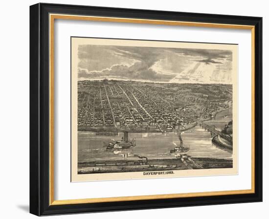 1875, Davenport Bird's Eye View, Iowa, United States-null-Framed Giclee Print