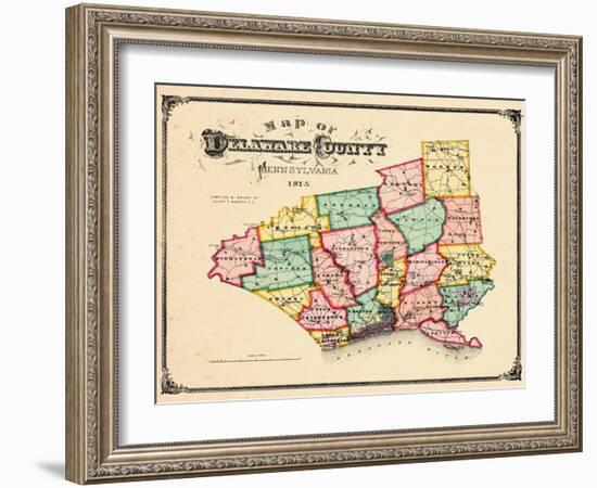 1875, Delaware County Map, Pennsylvania, United States-null-Framed Giclee Print