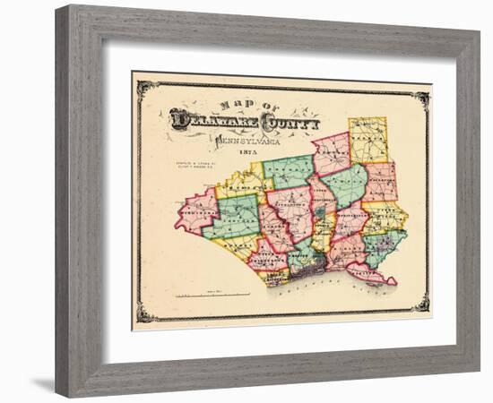 1875, Delaware County Map, Pennsylvania, United States-null-Framed Giclee Print