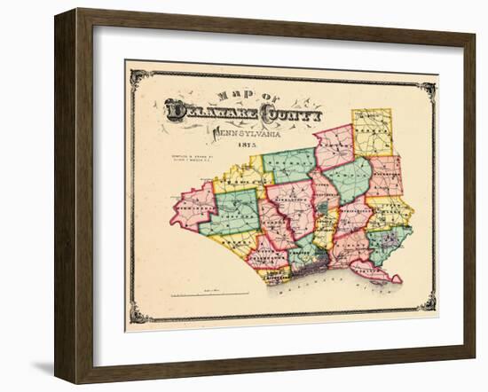 1875, Delaware County Map, Pennsylvania, United States-null-Framed Giclee Print