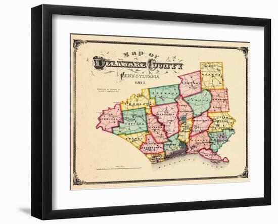 1875, Delaware County Map, Pennsylvania, United States-null-Framed Giclee Print