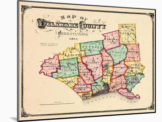 1875, Delaware County Map, Pennsylvania, United States-null-Mounted Giclee Print