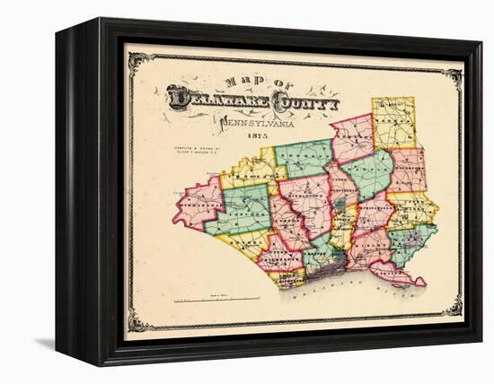 1875, Delaware County Map, Pennsylvania, United States-null-Framed Premier Image Canvas