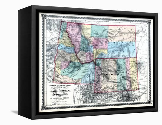 1875, Idaho, Montana and Wyoming States Map, United States-null-Framed Premier Image Canvas