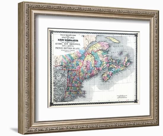 1875, New England and the Provinces of Quebec, New Brunswick, Nova Scotia, and Prince Edward Island-null-Framed Giclee Print